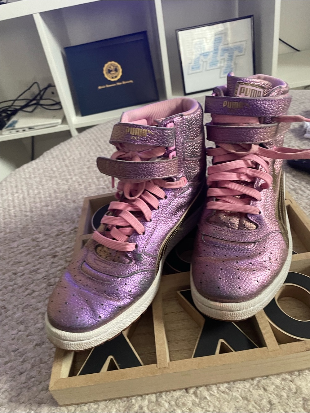 PUMA Women’s Metallic Pink High-Top Sneakers